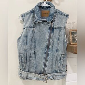 Blank NYC Light Blue motto Denim Vest